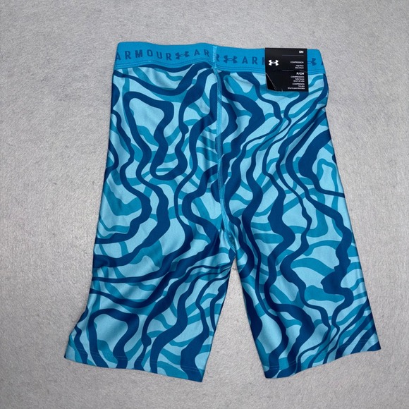 Under Armour Compression Bike Shorts Womens Small Blue HeatGear High Rise - Picture 2 of 11